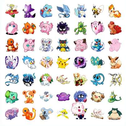 pokemon 100pcs Series Graffiti Stickers, Creative Anime Stickers For Water Bottle, Laptop, Waterproof Decorative Stickers