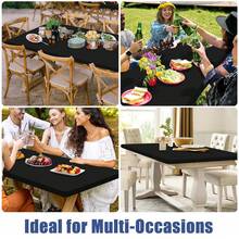 Stretch Fabric Table Top Cap Cover Washable Elastic Universal Rectangle Tablecloth - Black - View 3