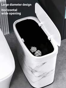 大理石紋垃圾桶附蓋，省空間纖薄垃圾桶，適用緊湊空間，彈性蓋防水垃圾桶，小公寓、飯店、居家、盥洗室、浴室廢紙收納桶，廚房配件居家裝飾 - 彩色 - 查看 6