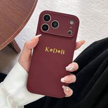 Funda de teléfono de lujo personalizada de piel sintética con inicial personalizada, compatible con iPhone 13 a 17 Pro Max y Plus, con grabado en relieve de lámina caliente 3D, diseño resistente a golpes, disponible en varios colores - Rojo - Ver 5