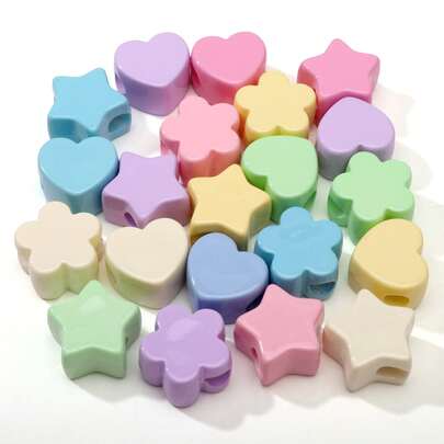 5/10颗简约亚克力春季彩色心形珠子，DIY手机挂饰、钥匙扣、珠宝配件、节日礼物