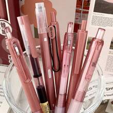 Bộ 7 bút bi rút, mực khô nhanh, màu đen sợi carbon, thích hợp dùng trong kỳ thi và năm học mới. - Một kích thước - Xem 4