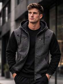 RAMAZZONI Hooded Jacket, Sweatshirt, Zippered Tracksuit, Winter Fashion - Gris Oscuro - Ver 2