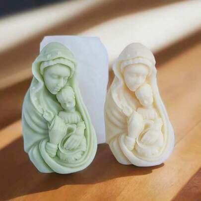 Khuôn silicon hình mẹ bế con, dùng làm nến, sáp thơm, thạch cao trang trí nhà cửa.