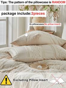 2pcs Boho Style Khaki Cutout Tufted Pillowcases, Vintage Farmhouse Polyester Decorative Throw Pillow Covers, Suitable For All Seasons, Machine Washable, Inserts Not Included - Khaki - View 4
