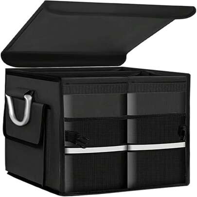 Car Trunk Organizer With Lid,Collapsible Car Trunk Storage Organizer,Multi-Compartment Car Organizer For Auto, SUV, Truck, Minivan Black, X-Large