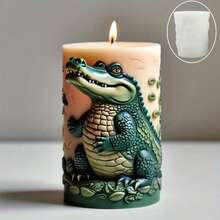 硅胶章鱼鳄鱼蜡烛模具，3D立体动物造型，适用于制作蜡烛、石膏、树脂等材质，浪漫香薰蜡烛模具 - 白色 - 查看 4