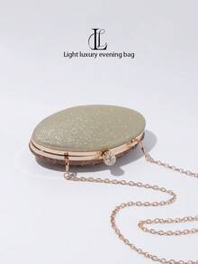 Bolso de noche ovalado mini con strass dorados, bolso de lujo con cristales, bolso de fiesta de celebridades, cartera mini accesorio - Dorado - Ver 5