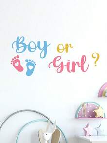 1pc Boy Or Girl Gender Reveal Party Wall Decal, Nursery Decor Wallpaper Sticker, Gender Reveal Party Decoration Sticker, Suitable For Gender Reveal Party, Children's Bedroom Decor - Multicolor - View 1