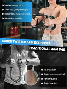 Adjustable 60-110 Lbs Resistance Arm Strength Trainer, Forearm Power Training Device, Portable Home Gym Equipment - Multicolor - View 7