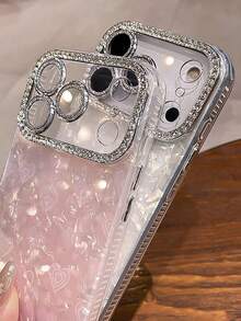 两件套,一白一粉,奢华水钻珍珠心形蝴蝶手机壳,兼容,网红女神专属,精致3D蝴蝶结设计,镶嵌闪亮水钻,甜美优雅 - 一個粉紅色+一個白色 - 查看 3