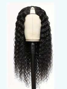 180%密度V型分缝真人发假发 水波纹V型分缝真人发假发 女士巴西原生发V型分缝假发 真人发V型假发 无留发水波纹卷发假发 无胶全头夹式半头假发 - Natural Black - 查看 3