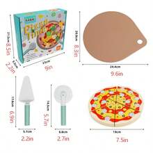 Wooden Pizza Toy, Cuttable & Combinable, Children's Pretend Play Realistic Food Model, Kindergarten Role-Playing Educational Tool - Multicolor - View 2