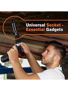 Juego de llaves de vaso universal 7-19MM | Herramienta multifunción de acero, adaptador de trinquete y taladro eléctrico, kit de herramientas manuales para reparación automotriz DIY - Manga 7-19 - Ver 4