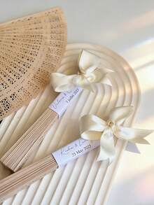 Set de 3 abanicos de mano personalizados como recuerdos de boda, recuerdos de boda a granel, abanicos de recuerdo de boda, regalos de boda, despedida de soltera, boda de verano, rústico - Multicolor - Ver 3