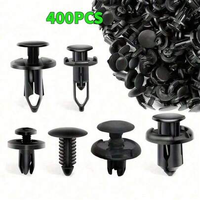 Bộ 100/200/400 chiếc kẹp nhựa đa năng 6 kích cỡ, dùng để cố định thân xe, cản xe, cửa xe, phù hợp cho ô tô, xe tải, SUV.