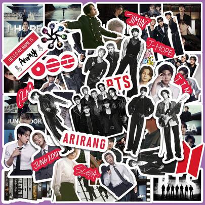 60pcs ARIRANG STICKERS, Jung/Kook, RM, JHOPE, JIMIN, JIN, V, Kpop Fans Merch Goods, Stickers For Phone Cases, Scrapbooking, Water Bottles, Matte Stickers, Gift Packaging, Birthday Party Decorations