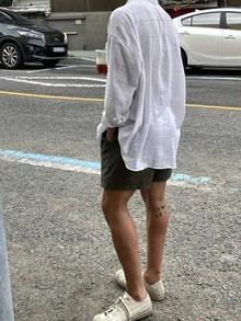 Men's Solid Color Long Sleeve Single-Breasted Pocket Loose Casual Shirt, Autumn - 白色 - 查看 5
