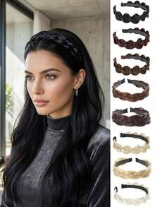 Women's Slouchy Headband Twisted Headband Wide Fishbone Braid Headband Handmade Retro Hair Hoop Hair Accessories - Multicolor - View 1