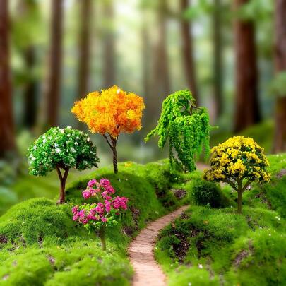 6/3件混合模型树，2.8-2.4英寸（7-6厘米），香花树，樱花，红花，微景观DIY工艺花园装饰树，模型火车场景，建筑树，花树（无底座）-随机花树