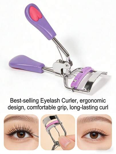 1支装睫毛夹，内置梳子 - 非电动化妆工具，打造根根分明的睫毛，易于使用，持久卷翘，带梳子的睫毛夹，专业睫毛夹工具，舒适握柄，精准梳齿，可分离睫毛，持久卷翘睫毛，化妆必备。