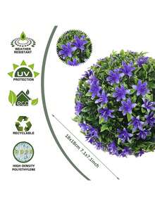 1pc Artificial Flower Ball, Rose Eucalyptus Grass Ball, PE Material, Outdoor Wedding Season Decor, Easy To Disassemble, Easy To Maintain, Party Events, Birthday Party Decorations, Home Decor, Outdoor Room Bedroom Wedding Kitchen Garden Decorations - Purple - View 8