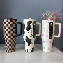 40oz Tumbler Stainless Steel Coffee Mug Cup Insulated Portable Vacuumhydrojug Travel Tumbler With Handle Lid Straw Water Bottle - Nhiều màu - Xem 2