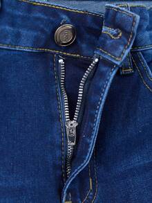 Wide-Leg Denim Pants With A Flattering High Waist And Functional Cargo-Style Side Pockets - Dark Blue H2KB20 - View 6