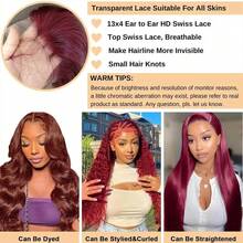 34 Inch 250% Density Burgundy Lace Front Wigs Human Hair 13x4 99j Body Wave Lace Front Wigs Human Pre Plucked Red Wig 99j Burgundy Lace Front Wigs Human Hair Wigs For Women - S99J - 查看 10