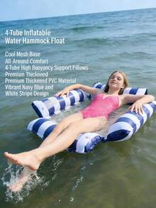 1pc Inflatable Water Hammock, Adult Summer Swimming Pool & Beach Floating Lounger, Perfect Summer Gift For Pool Party And Vacation - Multicolor - View 3