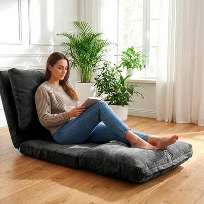 Trintion 4-In-1 Convertible Floor Couch, Minifactory Folding Corduroy Bean Bag Sofa Bed With High-Density Foam, Washable Cover For Living Room, Dorm, Guest Use