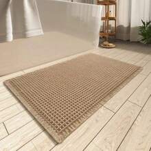 Upgraded Waffle Bath Mat  Absorbent Non Slip Bath Mats For Bathroom Floor  Washable Bathroom Rugs With Tassels Rubber Backed Bathroom Mats Ultra Soft 17" X 24" Brown - Màu nâu - Xem 8