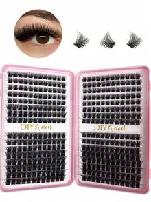 DIY Eyelash Extension Tutorial, 384pcs Individual Lash Clusters, D-Curl Curly Lash Clusters, At-Home Eyelash Extension, Lash Clusters, Lash Clusters, Individual Lashes, Eyelashes, False Eyelashes - D - View 2