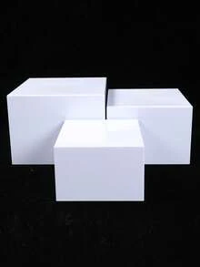 3/6件套可堆叠亚克力甜点展示架，白色长方形甜点盒，多种尺寸可选，适用于派对、自助餐、婚礼装饰、新娘送礼会、婴儿送礼会、生日派对、甜点展示、圣诞节和节日派对装饰 - 白色方形 - 查看 2