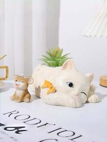 1个可爱猫咪造型花盆 - 耐用树脂花盆，适合家居、办公桌、卧室装饰，是送给爱猫人士、植物爱好者或喜欢可爱家居装饰人士的理想礼物。生日、乔迁或犒劳自己都非常合适！ - A - 查看 3