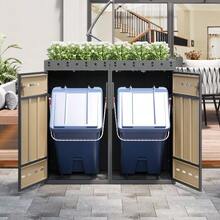 Container Storage Unit With Green Roof, Enclosure For 120-240 Liter Containers, Container Cabinet, Container Box - Grey - View 3