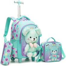 Girls 3-Piece Rolling Backpack Set, With Wheels School Bag, Crossbody Bag And Pencil Case - Girls' Rolling Bag - View 16