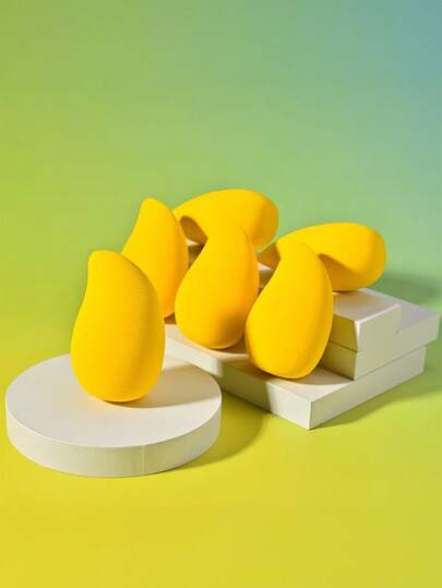 2pcs Mango Shaped Makeup Sponges, Soft Dry/Wet Dual-Use, Suitable For Foundation, Liquid Cream, Paraben-Free, Suitable For All Light Skin Tones