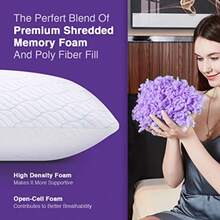 S Queen Size Set Of 2 Memory Foam Pillows With Zipper Adjustable Firmn For Sleeping Cool Cold Pillow To Hot Side Back And Stoh Sleepers 2 Pack 20x30 - Cooling Blue Cover - View 5