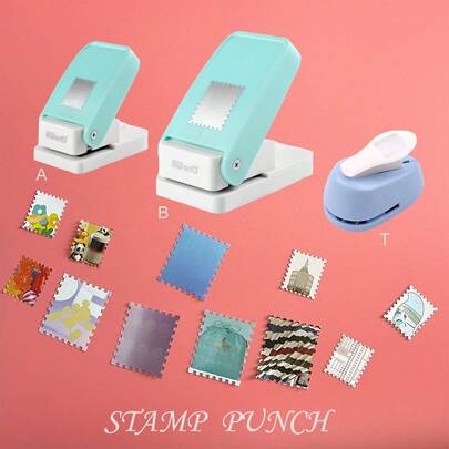 Dụng cụ đục lỗ hình chữ nhật/vuông, dụng cụ đục lỗ cạnh lượn sóng, thích hợp để làm thiệp, sổ lưu niệm, đồ thủ công, dụng cụ đục lỗ cầm tay dạng cần gạt.