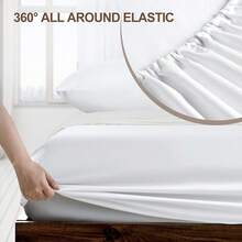 Ga trải giường vừa khít 90 x 200 cm - Ga trải giường 100% cotton, đạt chứng nhận OEKO-TEX, vải dệt kim, phù hợp với nệm có độ dày lên đến 40 cm. - trắng - Xem 4