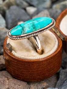 1pc Retro Bohemian Style Women's Personalized Ring, Suitable For Gifts, Daily Wear, Perfect Christmas, For Loved Ones - Baby Blue - View 2