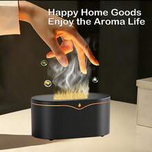 1 Đèn ngủ tạo ẩm khuếch tán tinh dầu mô phỏng ngọn lửa, USB, có chức năng phun sương lạnh, đèn để bàn tạo không khí ấm cúng, thiết bị hỗ trợ giấc ngủ với ánh sáng mô phỏng ngọn lửa, máy khuếch tán tinh dầu. - ánh sáng đa sắc - Xem 1