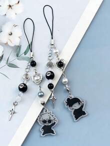 Jujutsu Kaisen 1件装 裕二、五条悟、宿傩、夏油、七海、惠 动漫人物钥匙扣、钥匙圈、卡通饰品、手机挂饰、汽车钥匙链、背包挂饰、包包挂饰、万圣节礼物、汽车配件创意钥匙扣 - 黑色十字心形串珠项链 - 挂件链 - 相机卡夹吊坠 - 挂件 - 手机链 - 礼物 - 彩色 - 查看 1