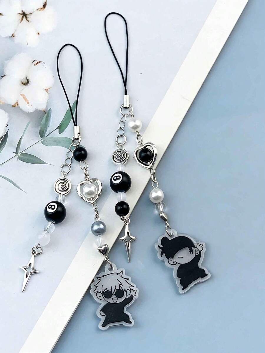 Jujutsu Kaisen 1件装 裕二、五条悟、宿傩、夏油、七海、惠 动漫人物钥匙扣、钥匙圈、卡通饰品、手机挂饰、汽车钥匙链、背包挂饰、包包挂饰、万圣节礼物、汽车配件创意钥匙扣 - 黑色十字心形串珠项链 - 挂件链 - 相机卡夹吊坠 - 挂件 - 手机链 - 礼物 - 彩色 - 查看 1