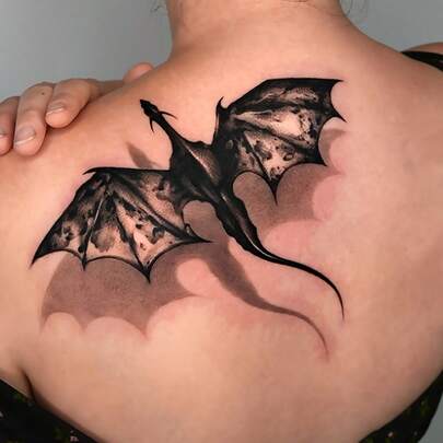 Dark Shadow Dragon Tattoo, 3D Stereoscopic Dragon Shadow Effect, Romantic Totem, Anime COSPLAY, Brilliant Fireworks Temporary Tattoo, Waterproof Long-Lasting Realistic Tattoo Sticker For Chest, Arm, Leg, Lasts 1-5 Days, Tattoo Sticker