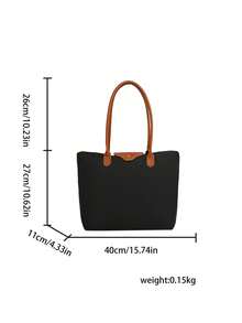 1 pieza Bolso de mano con solapa minimalista de poliéster, de gran capacidad con doble asa, adecuado para uso diario, casual, ir al trabajo, compras, escuela - Óxido marrón - Ver 6