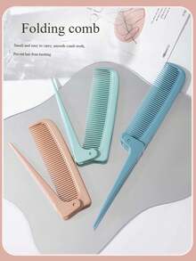 Portable Folding Tail Comb, Suitable For Wet And Dry Hair, Mini Compact, Suitable For Personal Or Household Use, Can Smooth Hair And Prevent Static. Professional Stylist Folding Tail Comb, Portable For Personal Use, Hair Coloring, Makeup And Styling. Simple And Compact Comb, Portable Folding Tail Comb, Can Be Used For Parting And Styling, Suitable For Smoothing Bangs For Men And Women. (Different Batches Do Not Affect Use Or Quality) - C - View 6