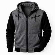 RAMAZZONI Hooded Jacket, Sweatshirt, Zippered Tracksuit, Winter Fashion - Gris Oscuro - Ver 3
