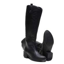 Women's Off-White Knee-High Boots, Rodeo Style, Boots With Embroidery, Casual Style - 黑色 - 查看 6